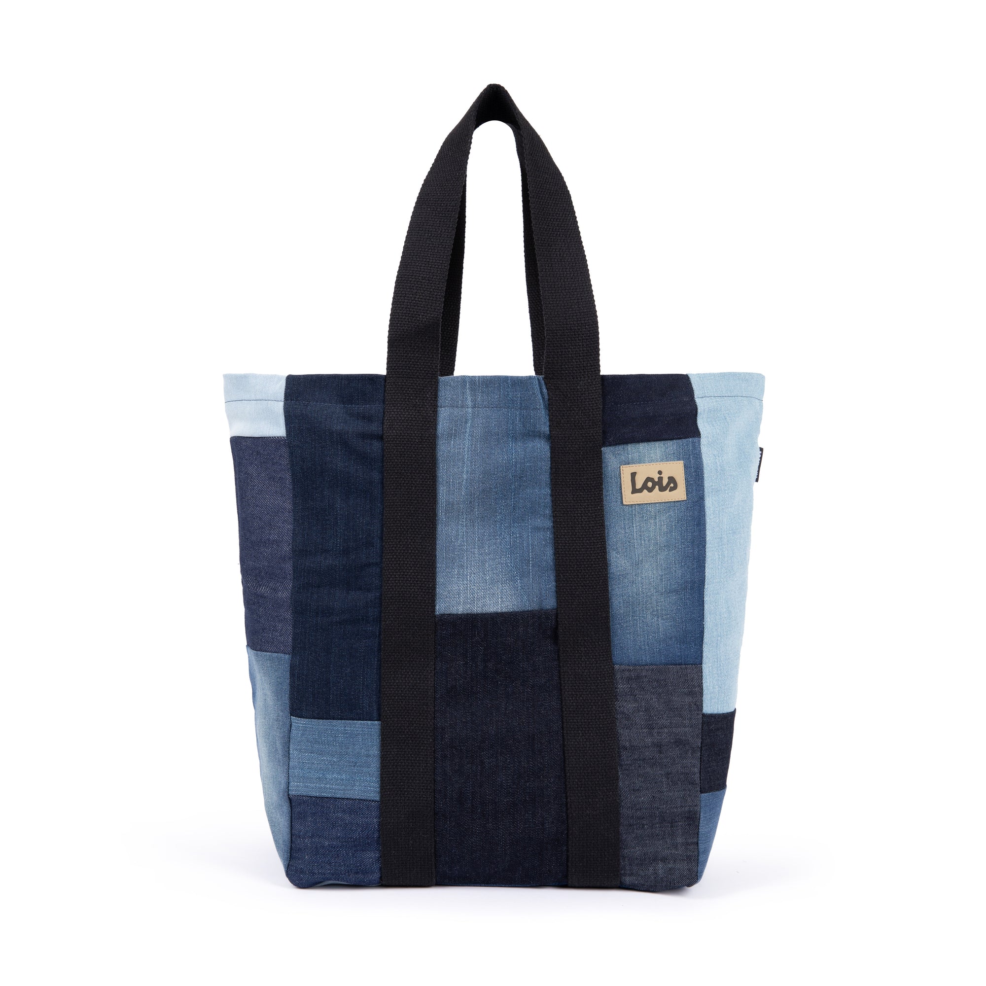 Denim Shopper Tote Bag- Patchwork