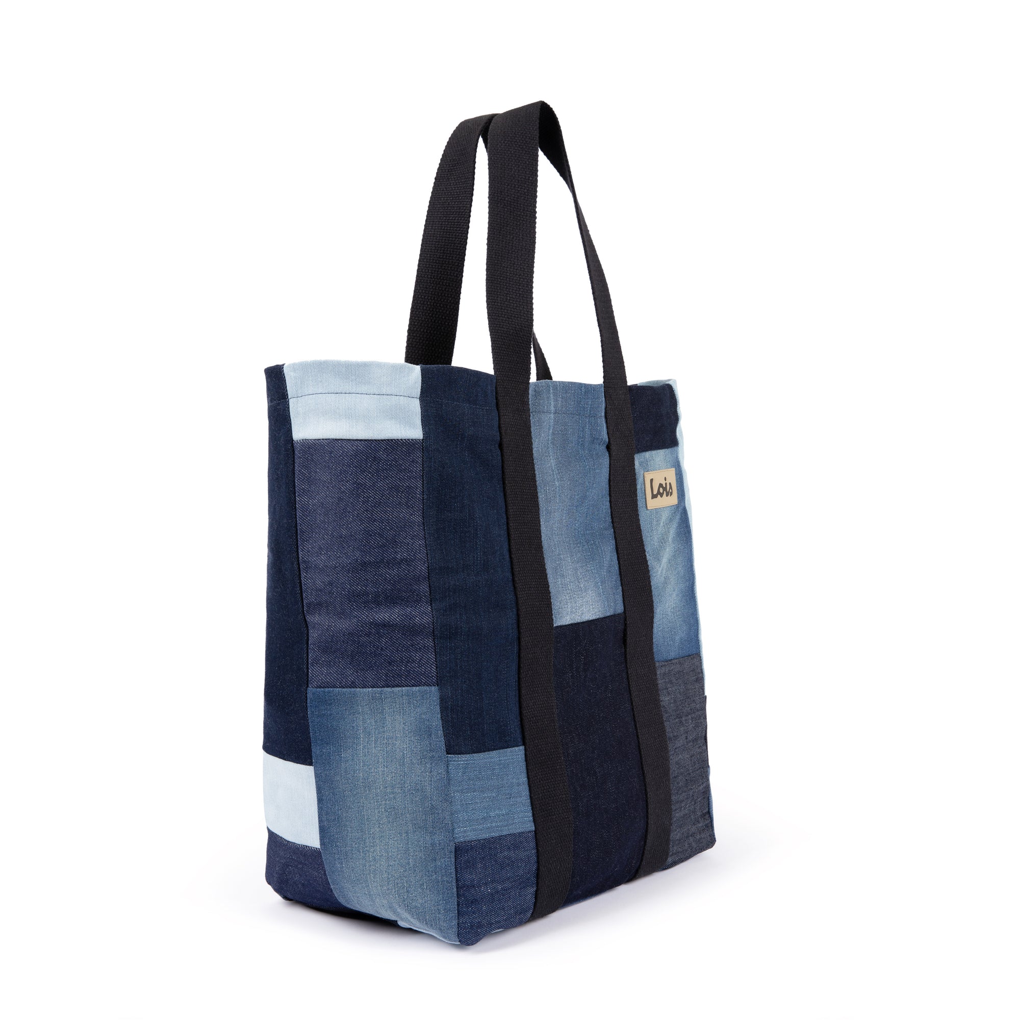 Denim Shopper Tote Bag- Patchwork