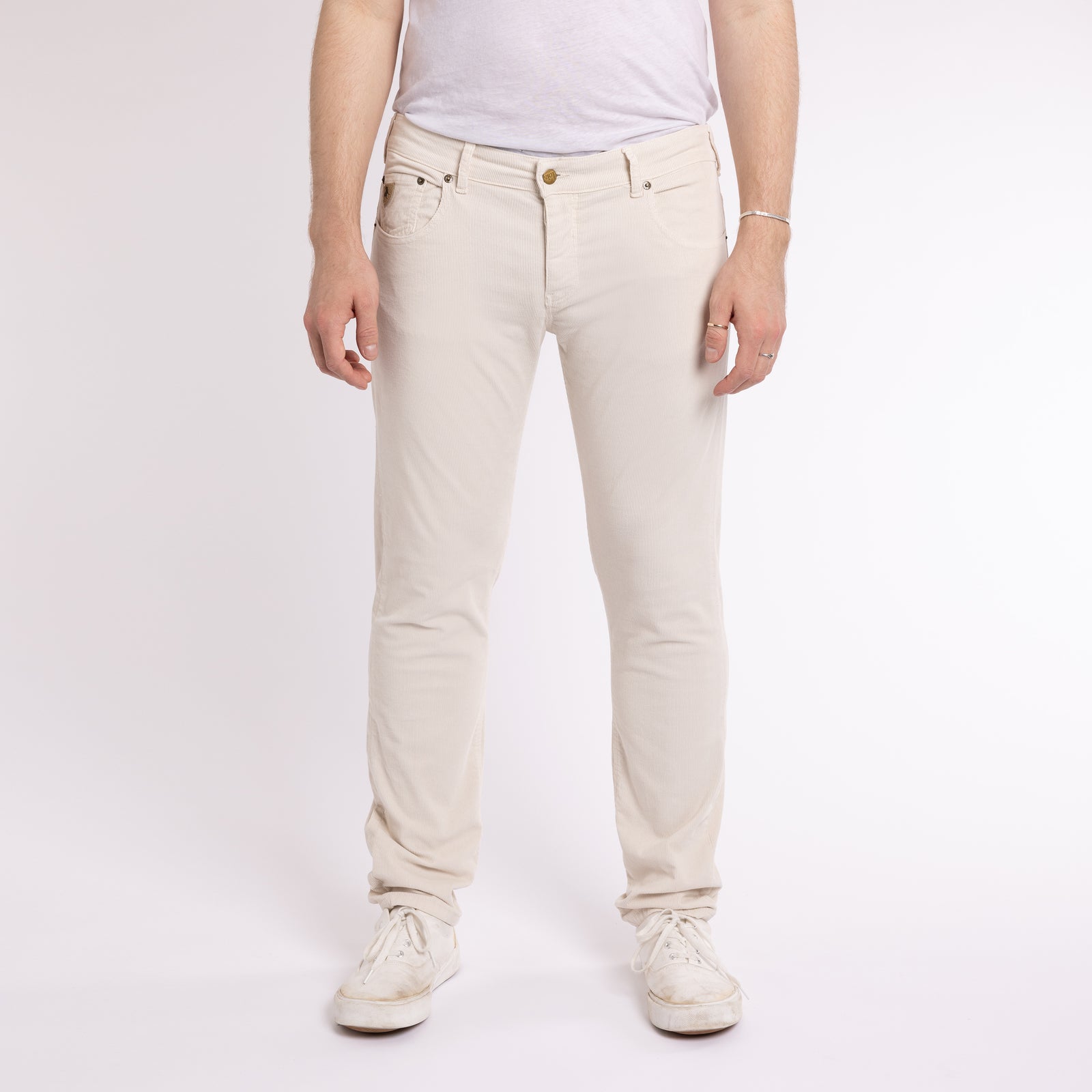 Sierra Needle Cord Trouser Ecru Tapered Fit