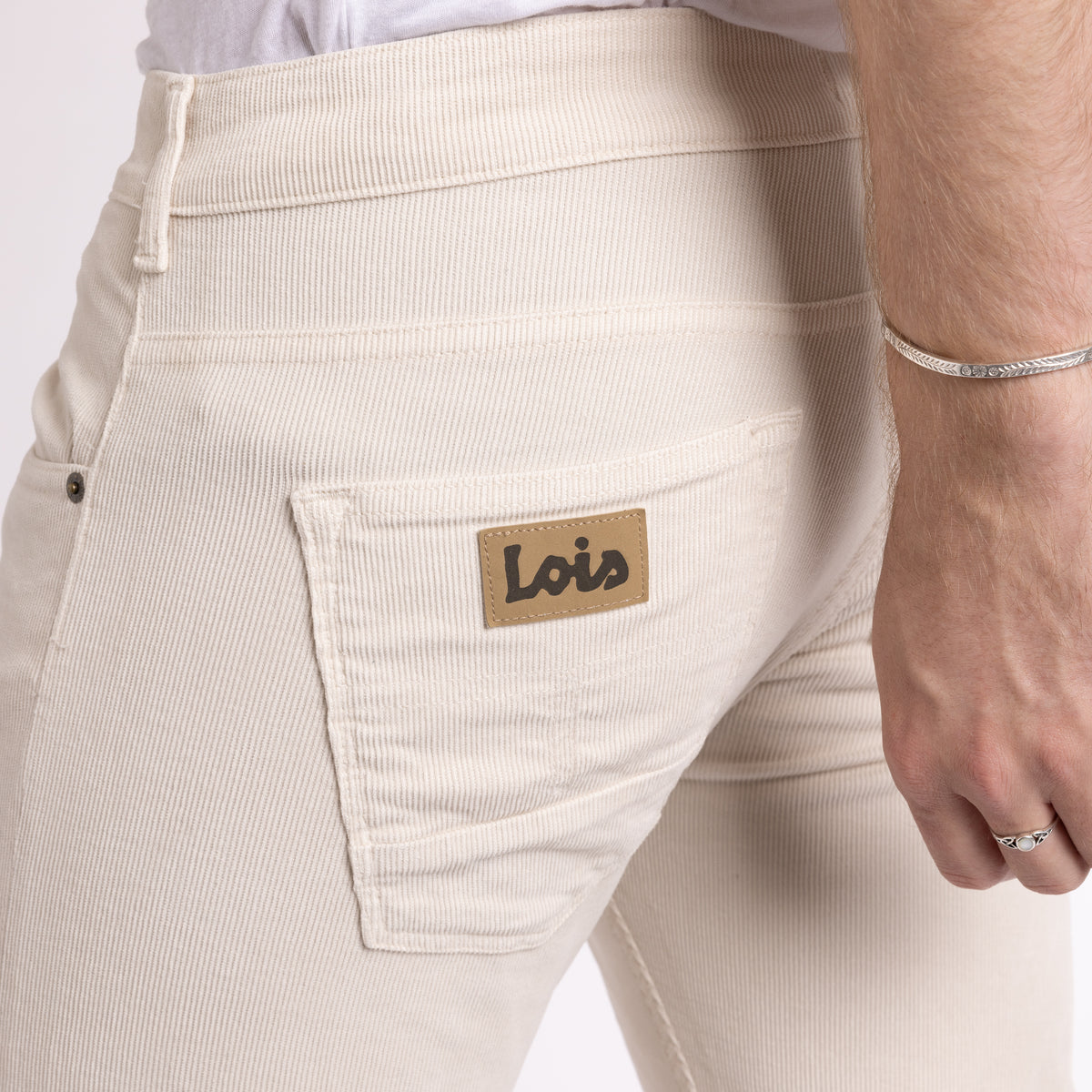 Sierra Needle Cord Trouser Ecru Tapered Fit