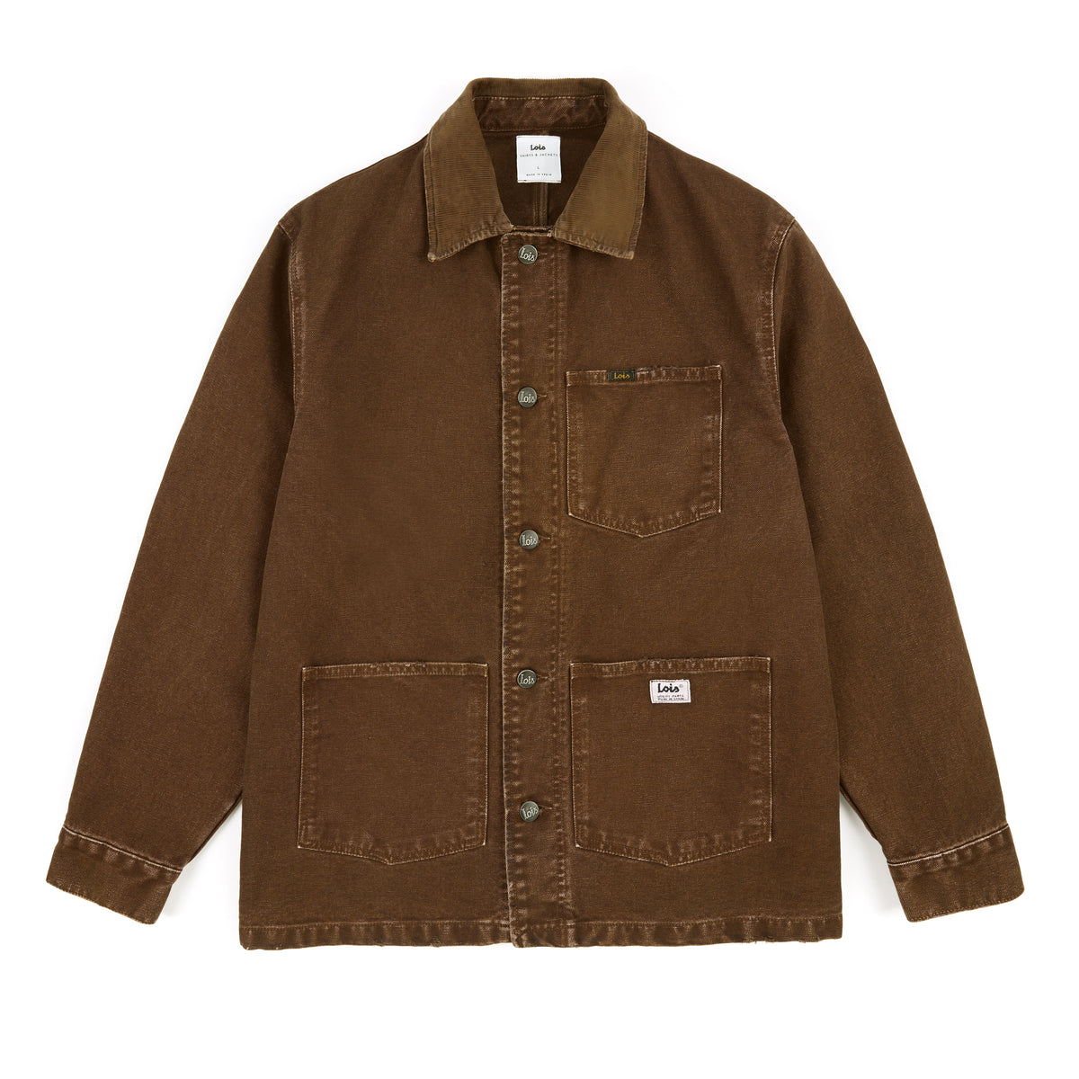 Locomotive Jacket Aged Canvas with Cord Collar Chocolate