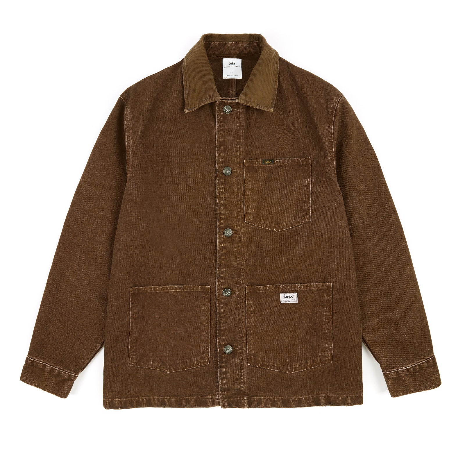 Locomotive Jacket Aged Canvas with Cord Collar Chocolate