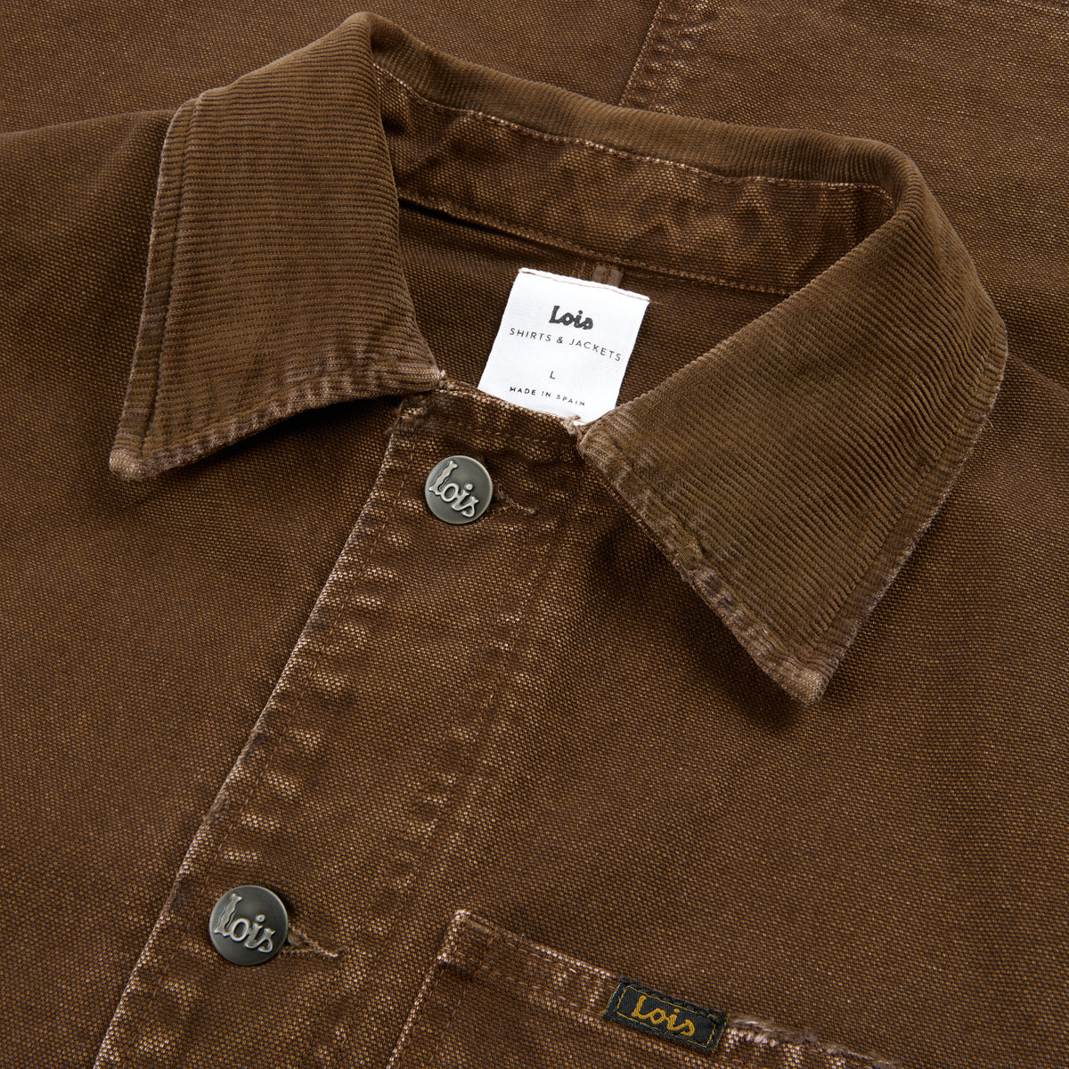 Locomotive Jacket Aged Canvas with Cord Collar Chocolate