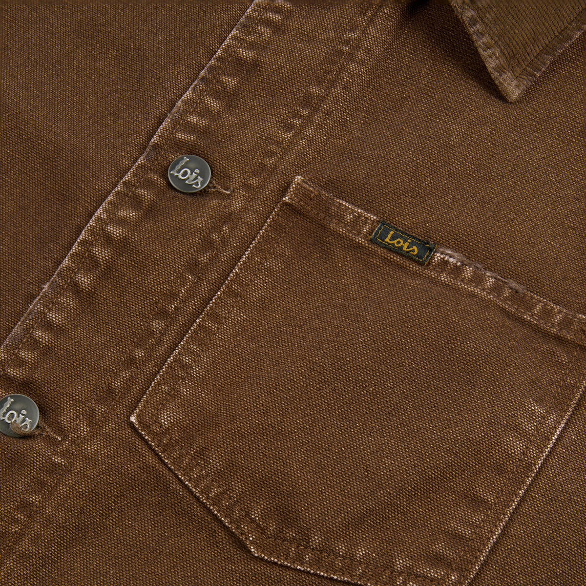 Locomotive Jacket Aged Canvas with Cord Collar Chocolate