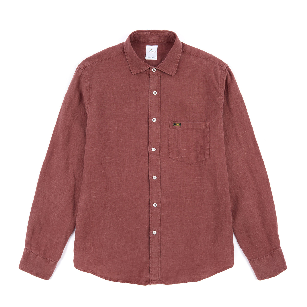 Lucas Aged Linen Shirt Rose Brown