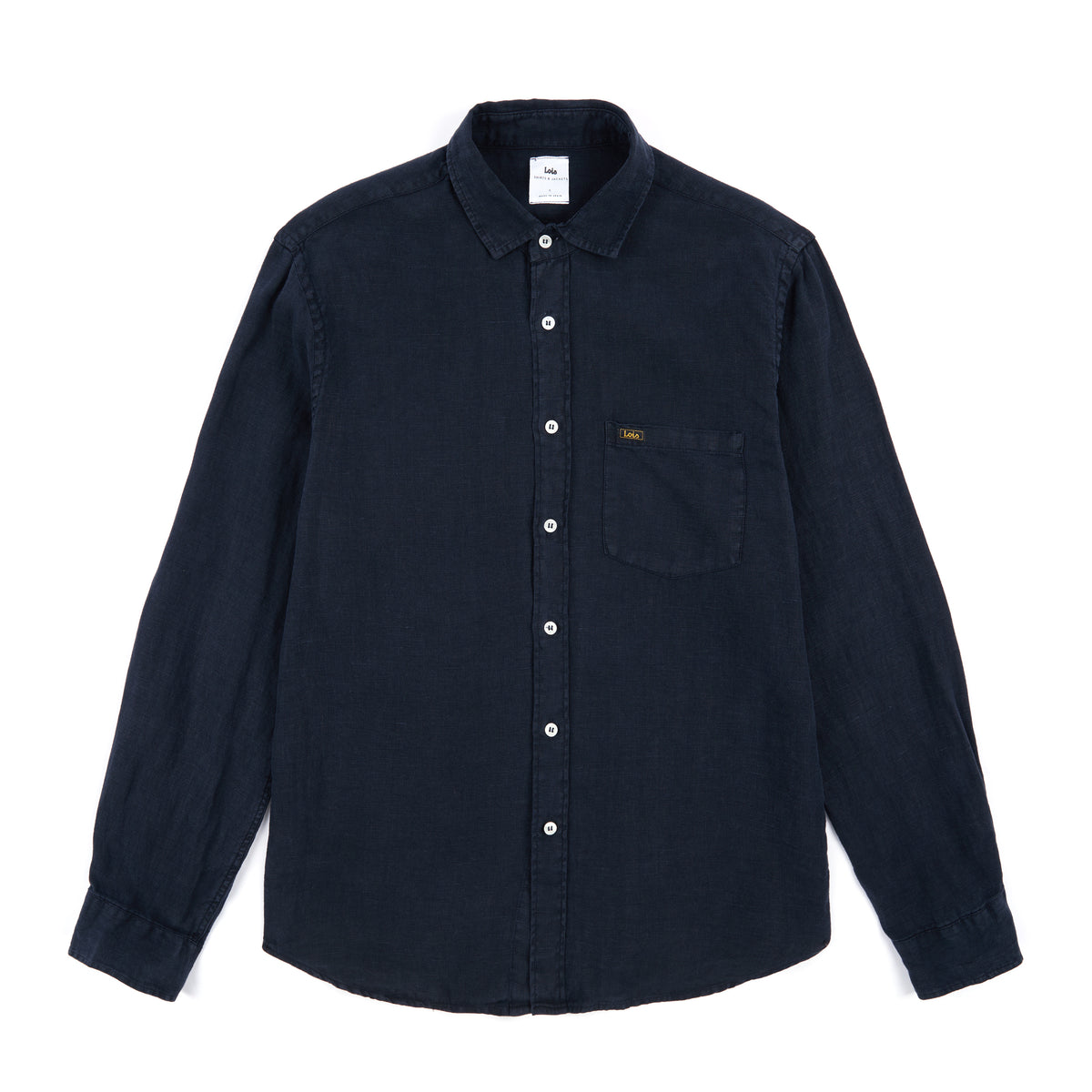 Lucas Aged Linen Shirt Navy