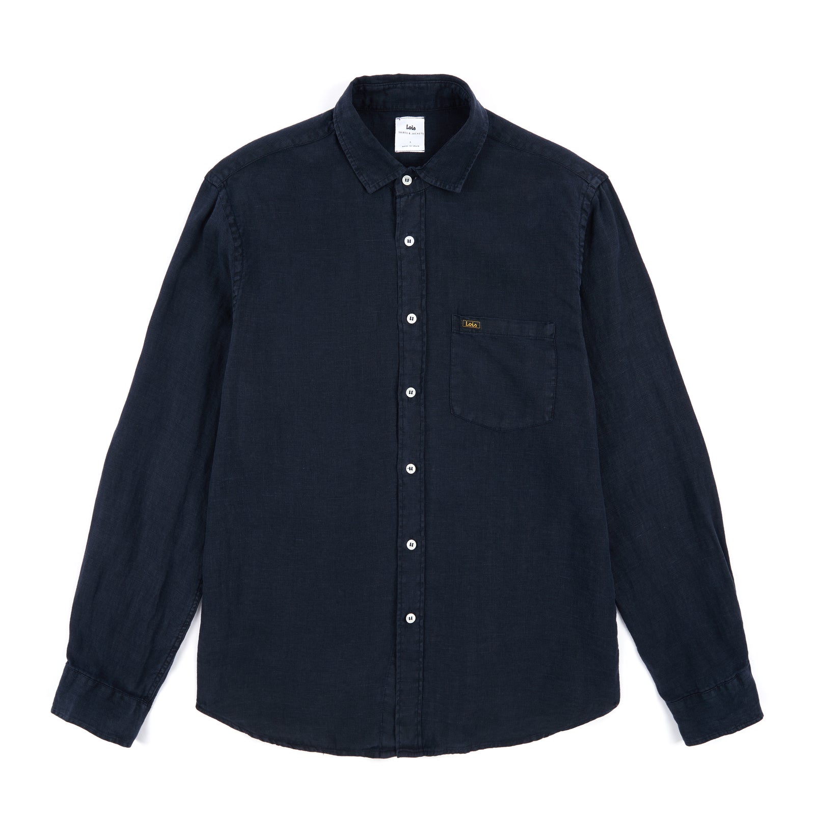 Lucas Aged Linen Shirt Navy